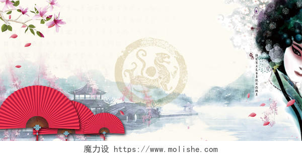 中国京剧国粹手绘图腾纹理背景